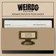 A beige and black illustrated cabinet labeled 'WEIRDO Field Guide' with the text 'RESEARCH INSTITUTE FILING CABINET.' A drawer pulls open to reveal a vintage brass cabinet label reading 'NEW SPECIES' and 'FIELD NOTES,' with a paper slip inserted above.